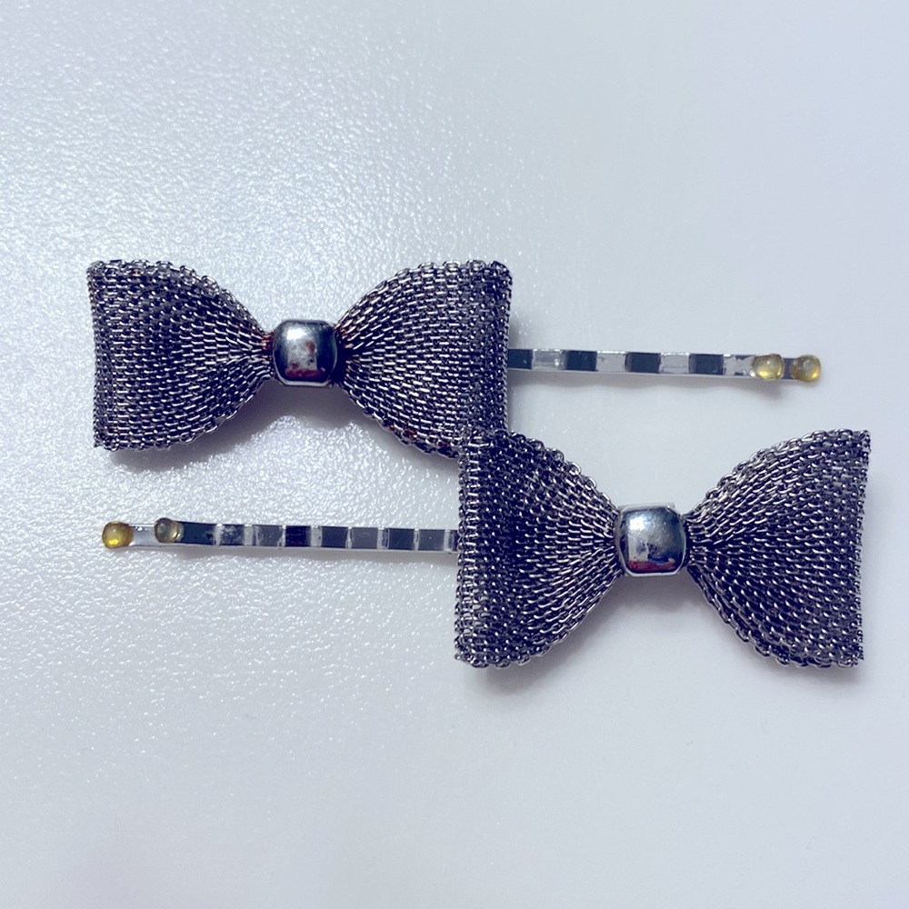 Silver Bow Hair Pins